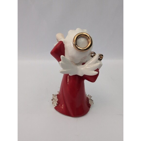Vtg Christmas Angel Figurine Spaghetti Trim Lantern Present Fine A Quality Japan - Picture 3 of 7